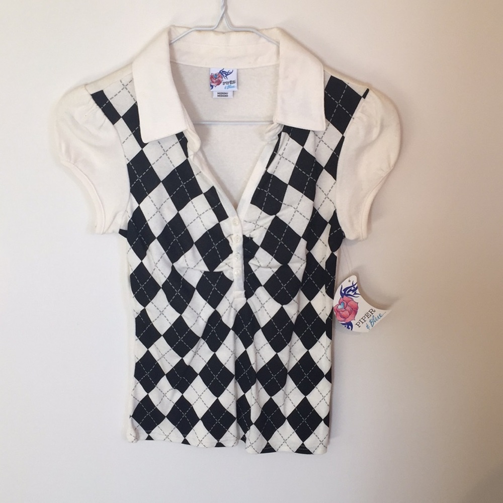 Piper & Blue black and white checkered shirt